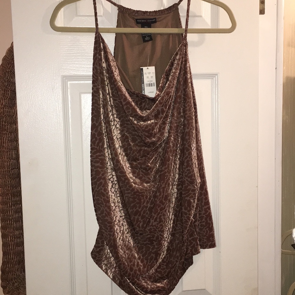 NY & Co. Tan Velvet Top size Large